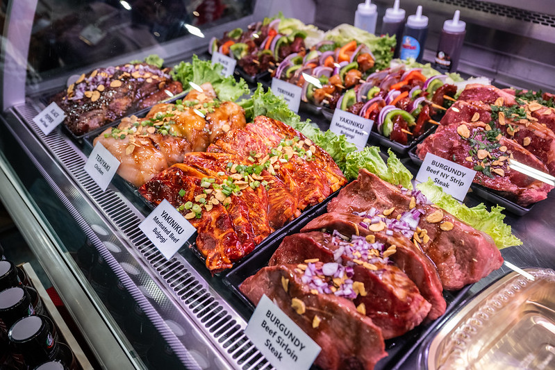A spread of seasoned steaks